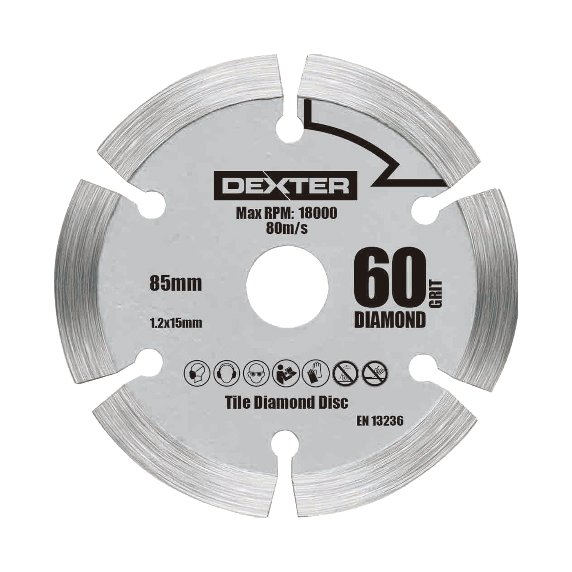 Диск алмазный по бетону и граниту Dexter HL-175 сегментный 85x15x1.2 мм