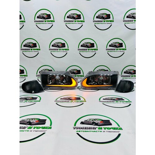 Фары передние ВАЗ 2113 2114 2115 с ДХО в стиле Lexus тонированные поворотники