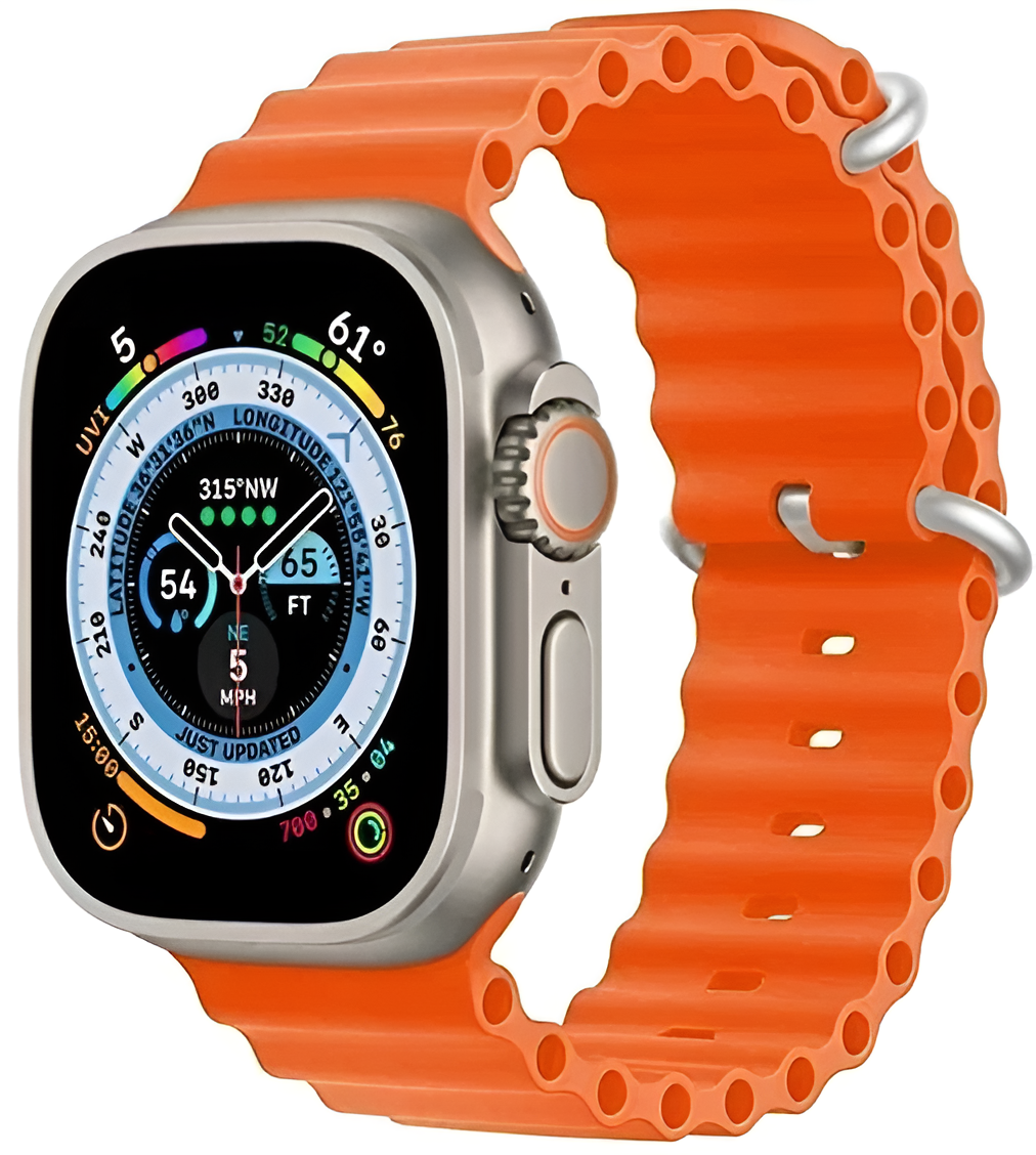 Ремешок Ocean Band для Apple Watch ULTRA 42-44-45-49mm, Series 1-8, SE, 42/44/45/49mm, оранжевый (orange), рифленый