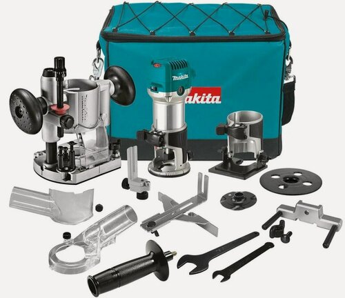 Изображение товара Кромочный фрезер 710Вт, 6, 8мм цанги, комплект баз MAKITA RT0702CX2