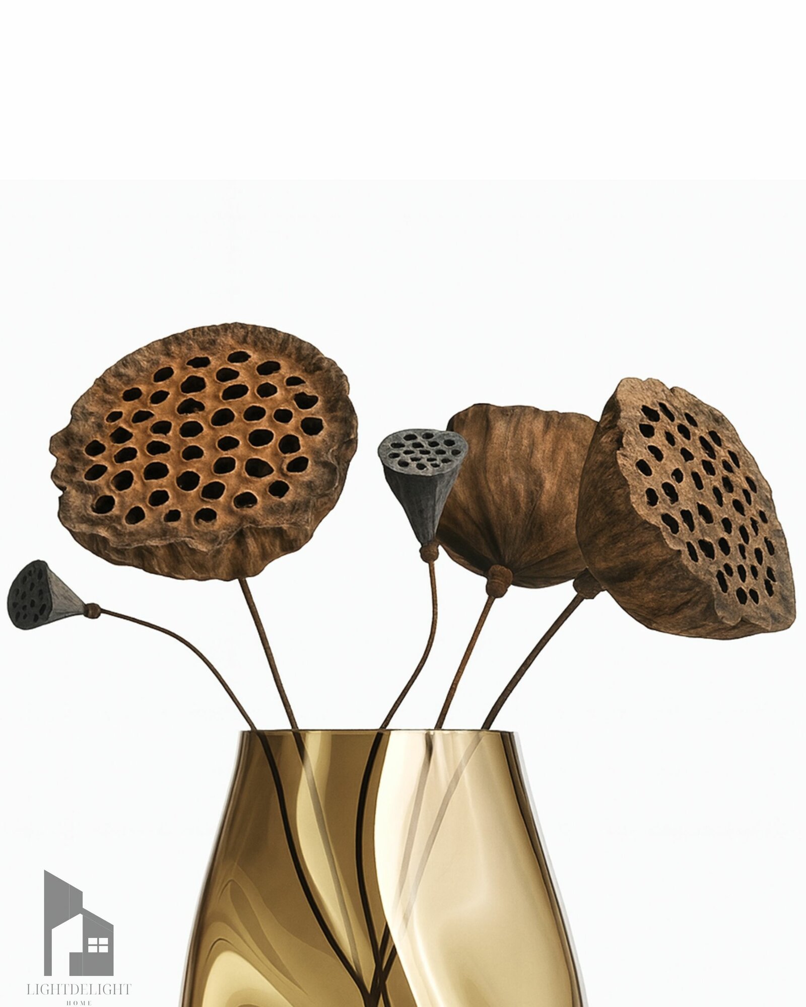 Сухоцветы для декора лотос 5 шт. 40 см ; Букет из сухоцветов; Стабилизированные цветы в скандинавском стиле; Декор для дома; Подарок на новоселье