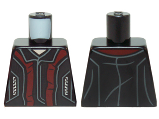 Torso Vest with Collar Dark Red Panels and Pockets with Silver Zippers Pattern 973pb1969 Black U