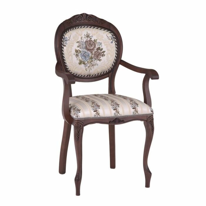 Кресло С16 (тон 317 т. коричневый+патина чёрная/ткань никита светлая/полоса (Ц)