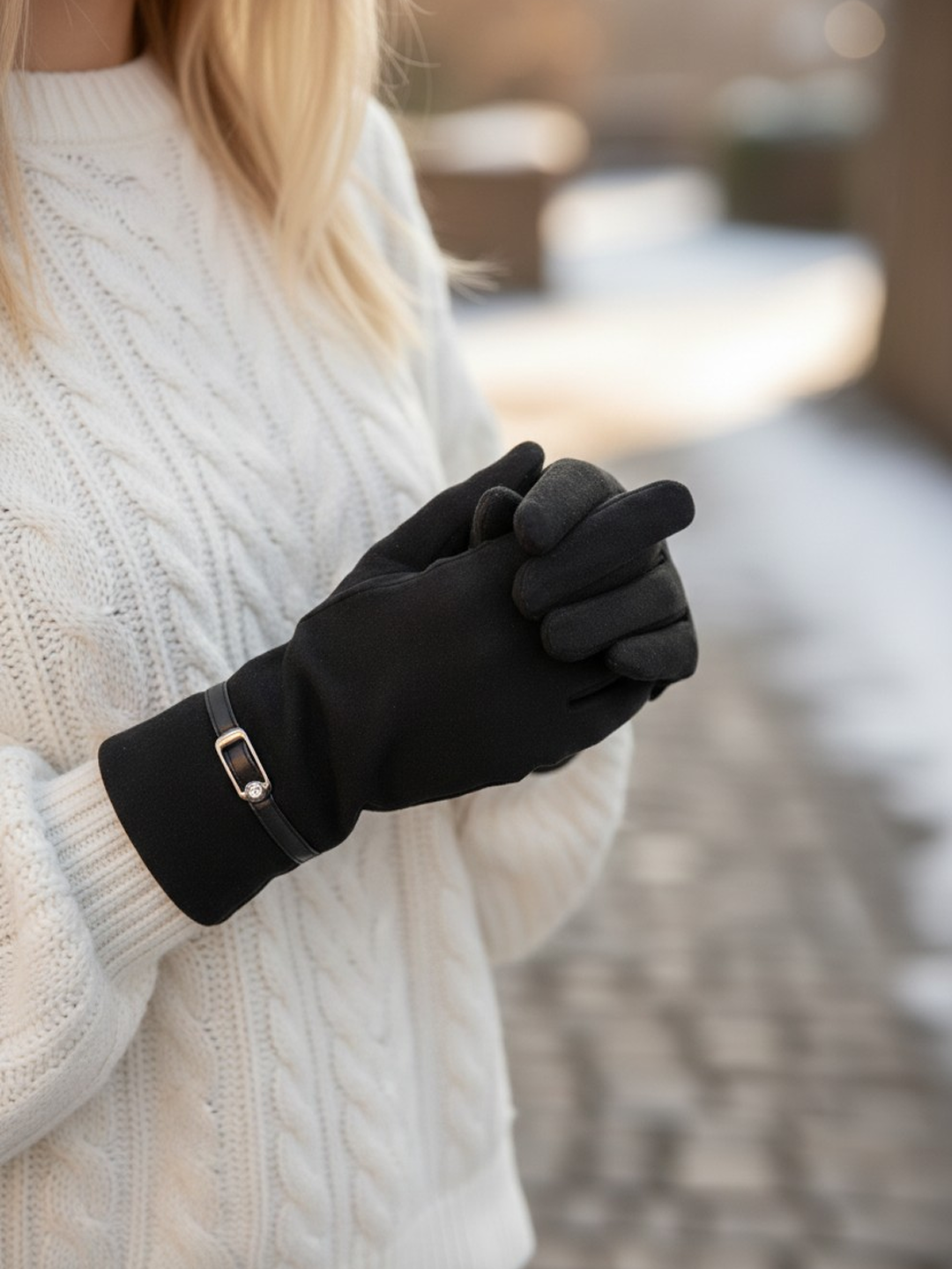 Перчатки  для женщин, размер 16.5, черный — фото 1