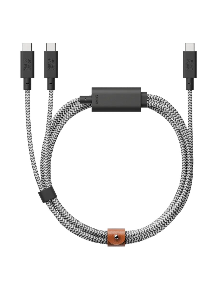 Кабель зарядный Native Union BELT CABLE TYPE C TO 2C, 140W, 2 метра, цвет: зебра