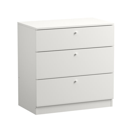 Комод Pragma Tevi 3 ящика для спальни прихожей ШхГхВ 70х40х72 см ЛДСП белый 3585₽