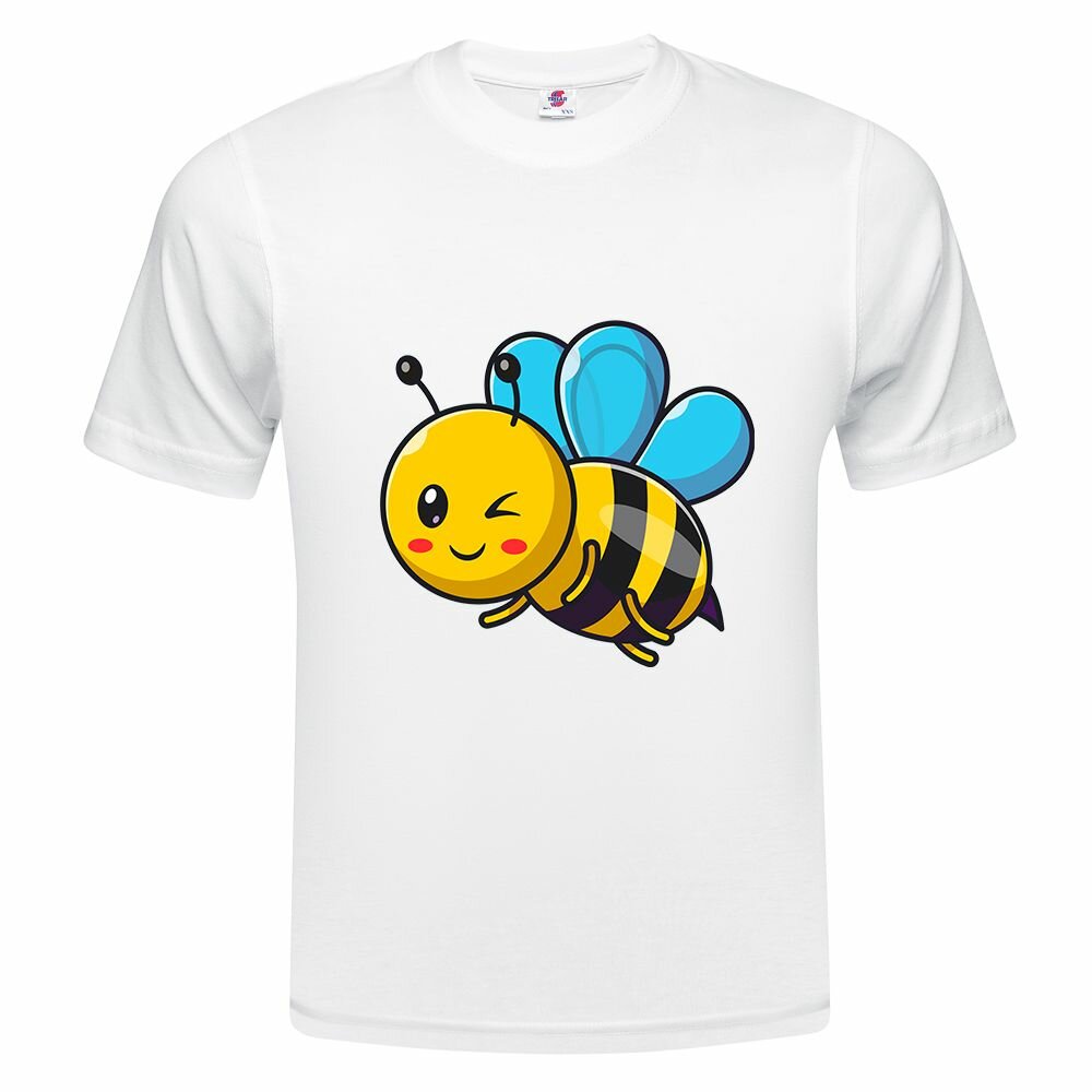 Футболка  Детская футболка ONEQ 116 (6-7) размер с принтом Пчелка, белая