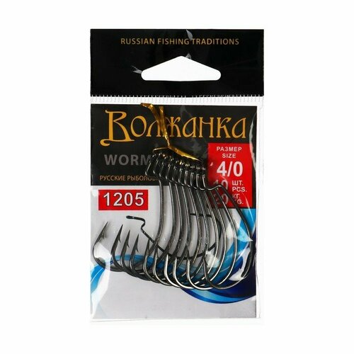 фото Крючки volzhanka worm hook № 4/0, 10 шт (комплект из 6 шт)