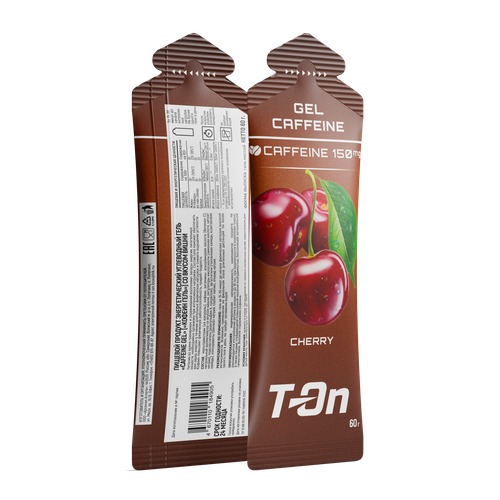 Энергетический углеводный гель с кофеином T-On набор 3 шт вкус Вишня