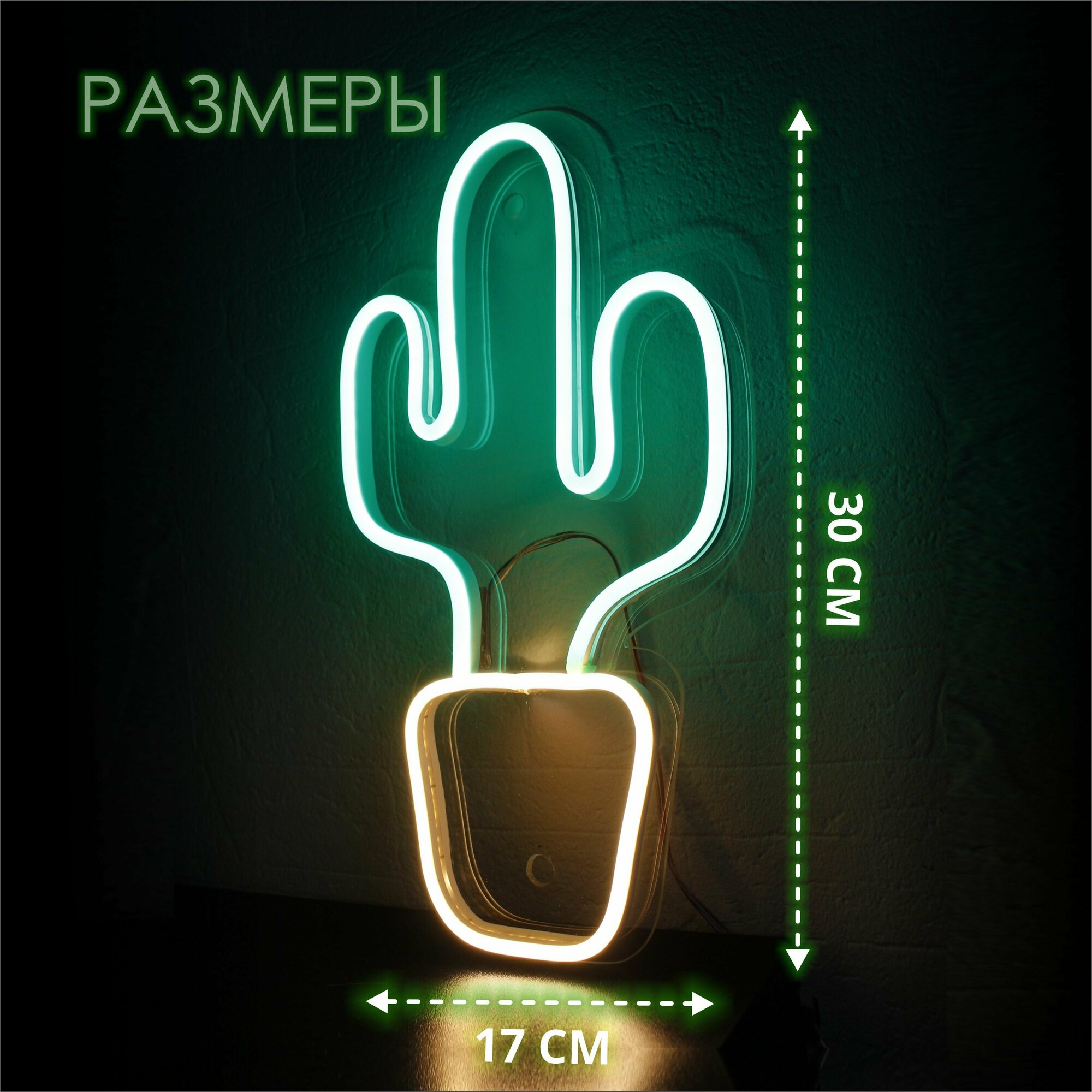 Неоновая вывеска Кактус / Неоновый светильник Кактус - фотография № 2