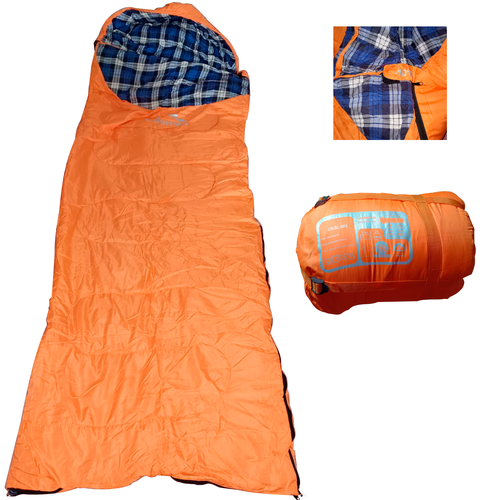Спальный мешок -10С размер 190х75см с подголовником и капюшоном 1530см Coolwalk молния слева цвет Orange 178000₽