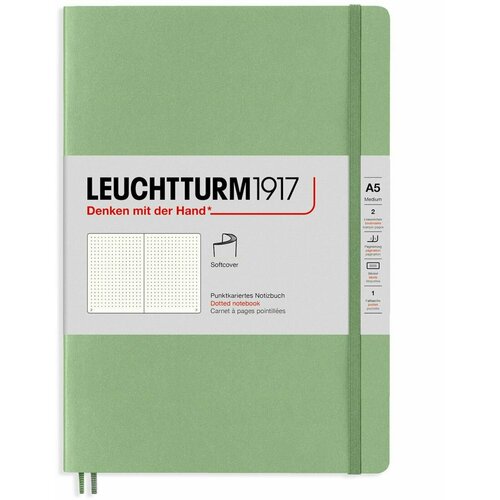 Записная книжка Leuchtturm Medium A5 в точку пастельный зеленый 123 стр.