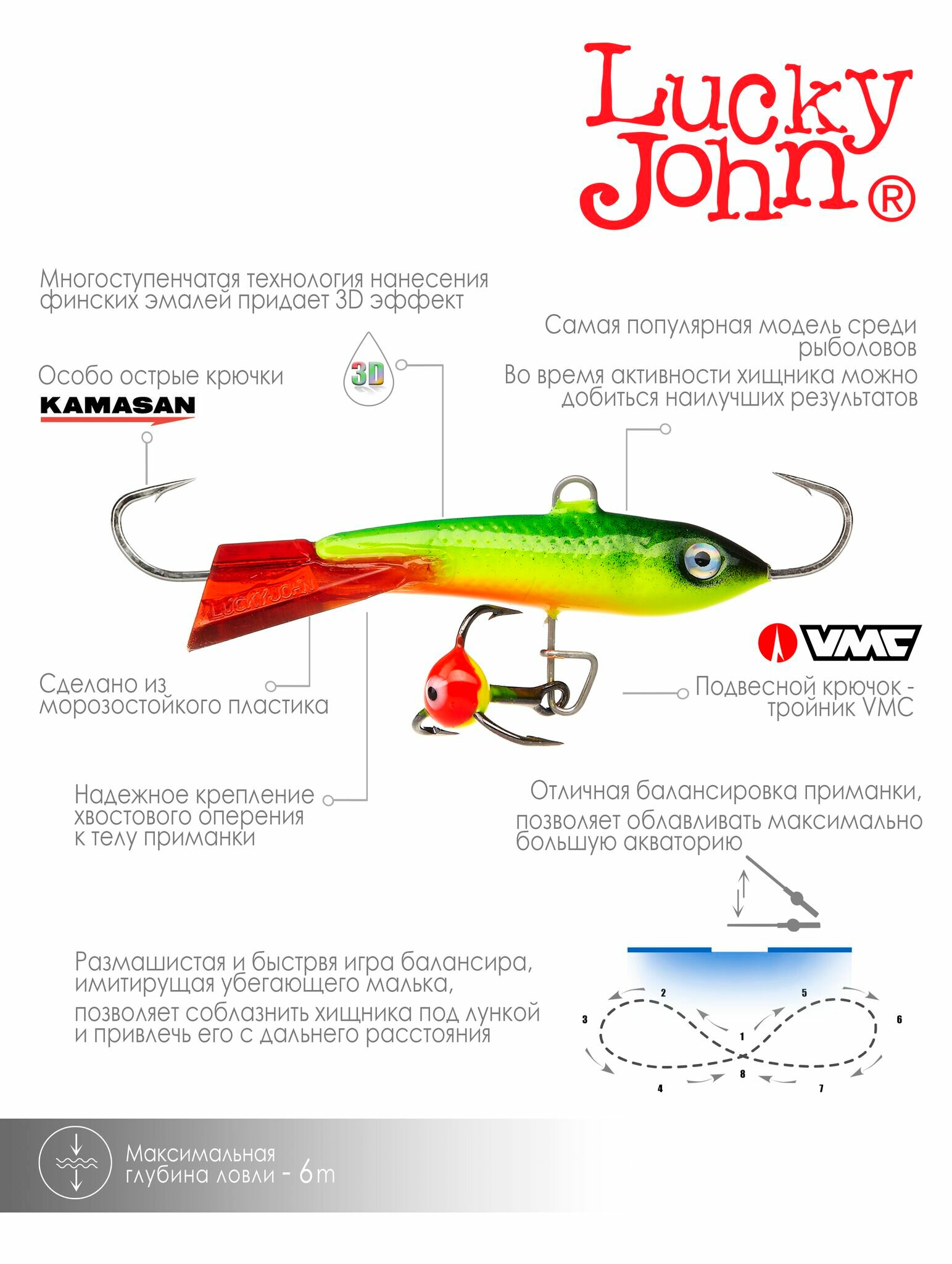 Балансир Lucky John Classic №4.5 26RT с тройником 50 мм 10 г — фото 1