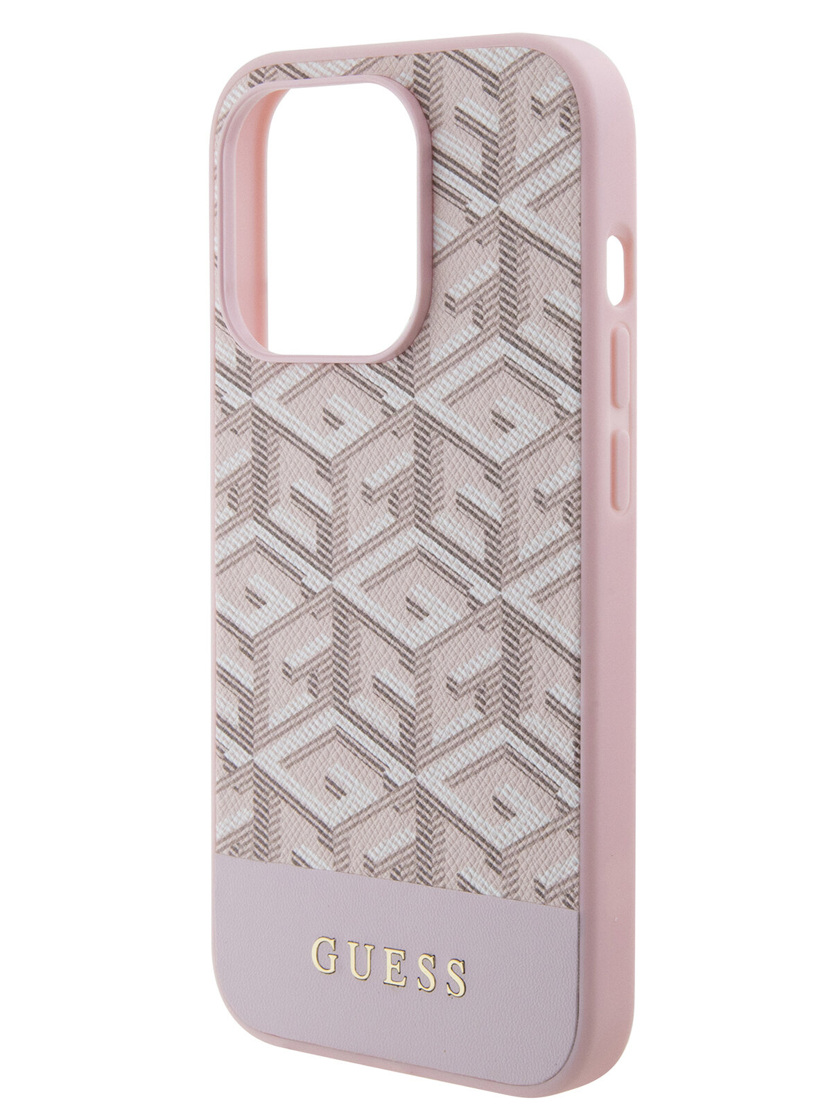 Guess для iPhone 15 Pro Max чехол PU G CUBE Hard Pink (MagSafe)