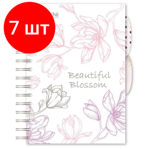 Комплект 7 штук, Бизнес-тетрадь А5.140л, кл, спир, плас Attache Selection Flower DreamsBlossom