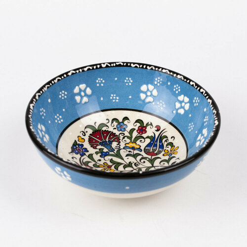 Пиала большая 15 см, с цветком, голубой