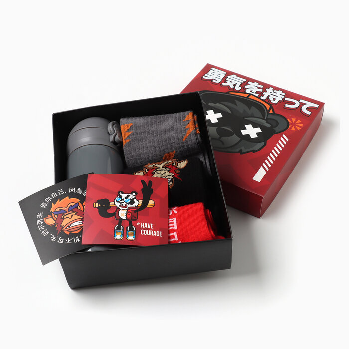 Подарочный набор термос и носки 3 пары KAFTAN "Cool vibes", р. 36-37 (22-24 см)