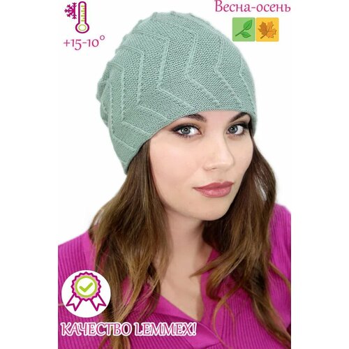 фото Шапка lemmex шапка "дебби", размер 59-60, зеленый