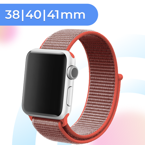 Нейлоновый ремешок для умных часов Apple Watch 38-40-41 mm / Тканевый сменный браслет для смарт часов Эпл Вотч 1-9, SE серии / Ярко-розовый яркый, розовый, размер М (запястье 150–160 мм), L (запястье 160–180 мм), XS (запястье 120–135 мм), XXL (запястье более 200 мм)