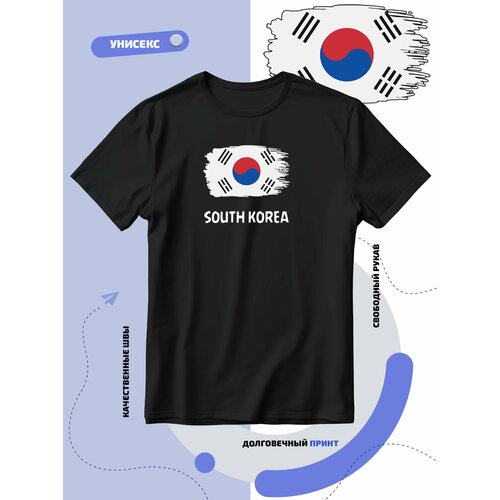 Футболка SMAIL-P с флагом Южной Кореи-South Korea, размер S, черный футболка с флагом южной кореи south korea размер s черный