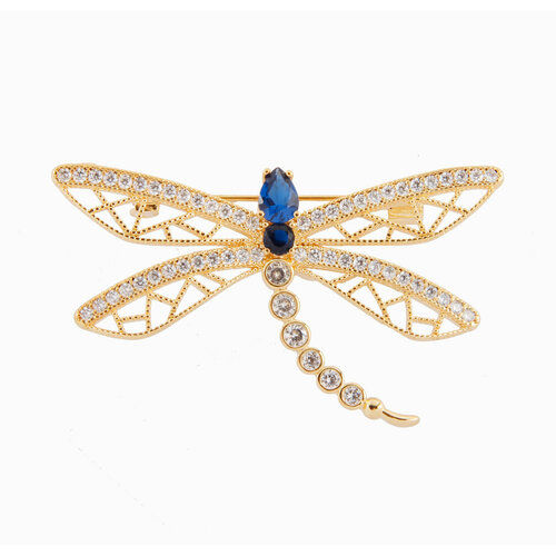 Брошь, золотой, синий