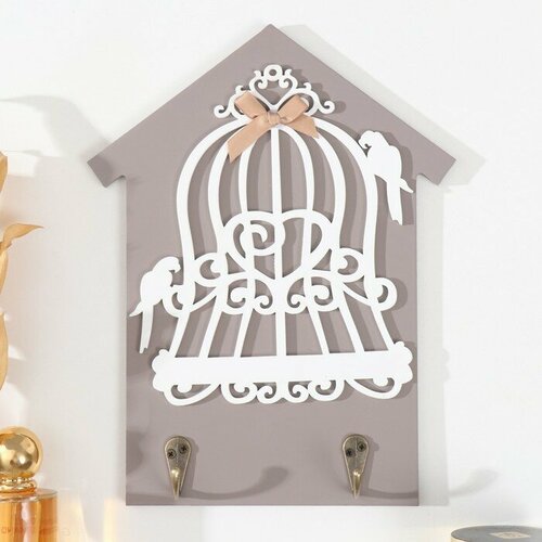 Крючки декоративные дерево Два попугая и клетка 20х05х26 см 964₽