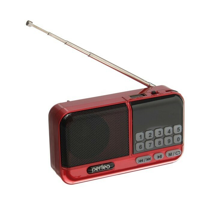 Радиоприемник Perfeo ASPEN, FM 87.5-108 МГц, MP3, USB, microSD, Li-ion 1200 мАч, красный