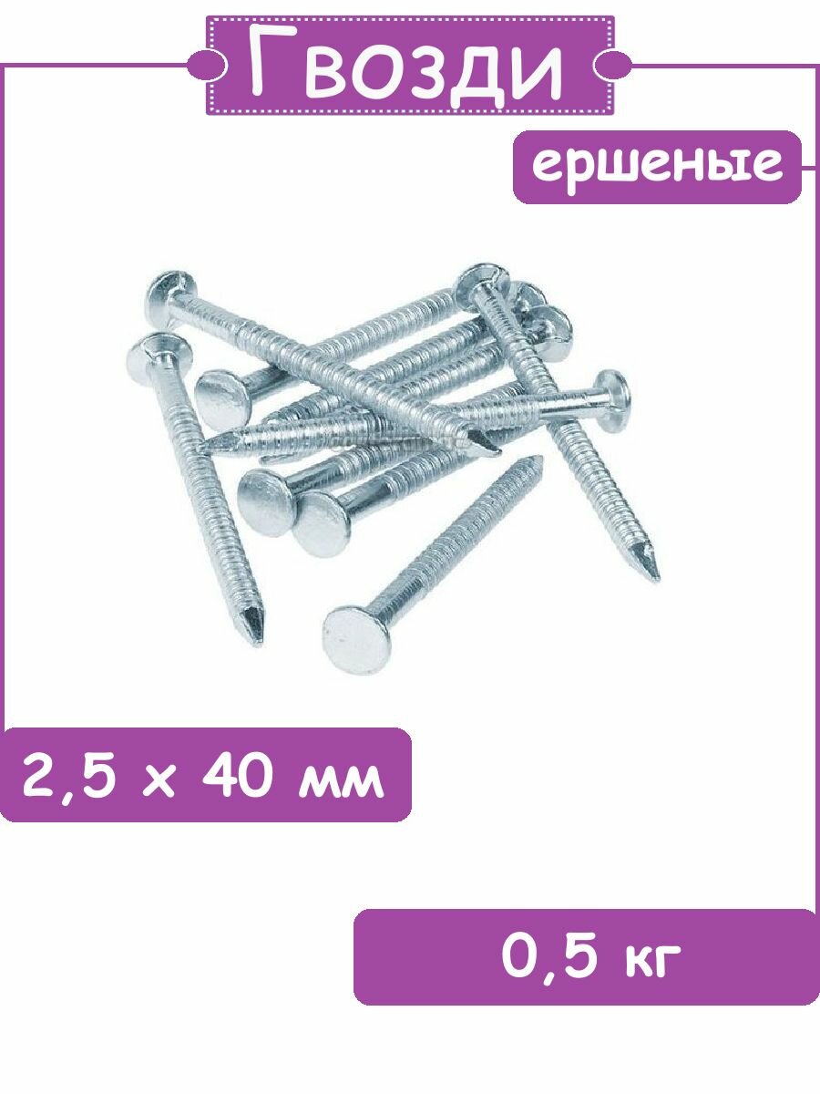 Гвозди ершеные 2,5х40 0,5кг