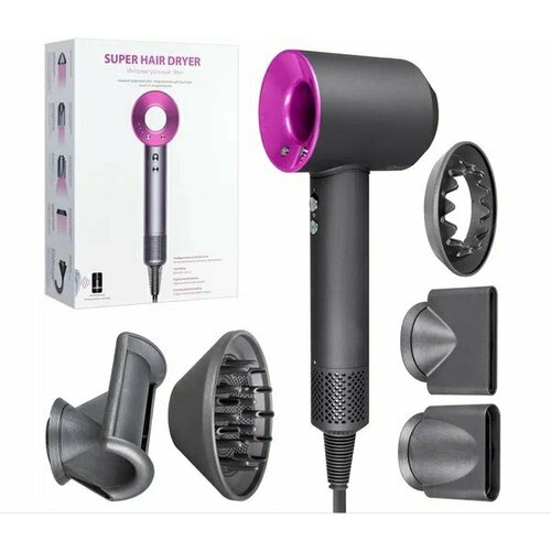 Фен для волос Super Hair Dryer профессиональный, Стайлер для укладки, Набор для укладки волос, 5 насадок