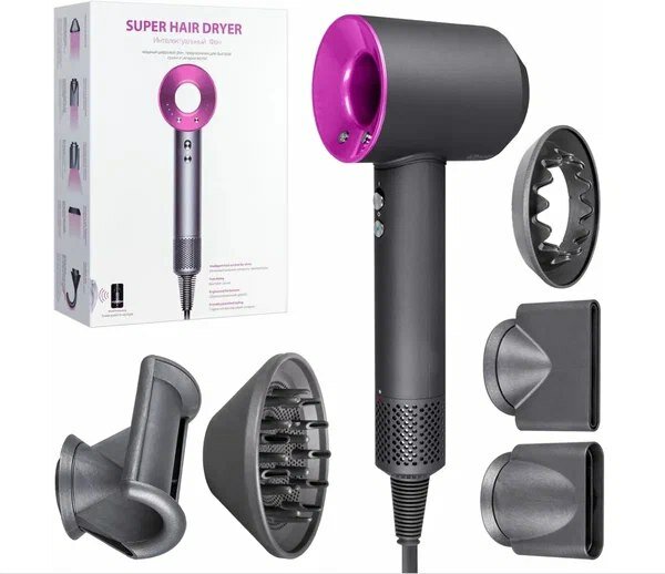 Фен для волос Super Hair Dryer профессиональный, Стайлер для укладки, Набор для укладки волос, 5 насадок