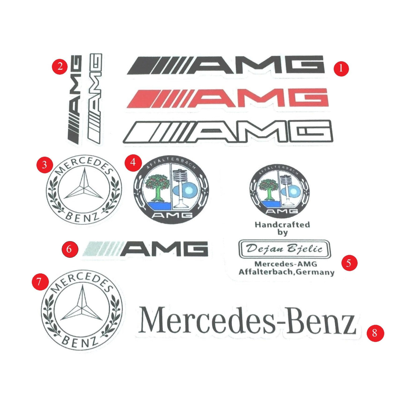Комплект наклеек Mercedes AMG 10 шт.