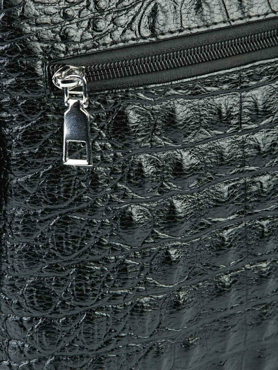 Сумка барсетка LeatherStyle, фактура под рептилию, чёрный — фото 1