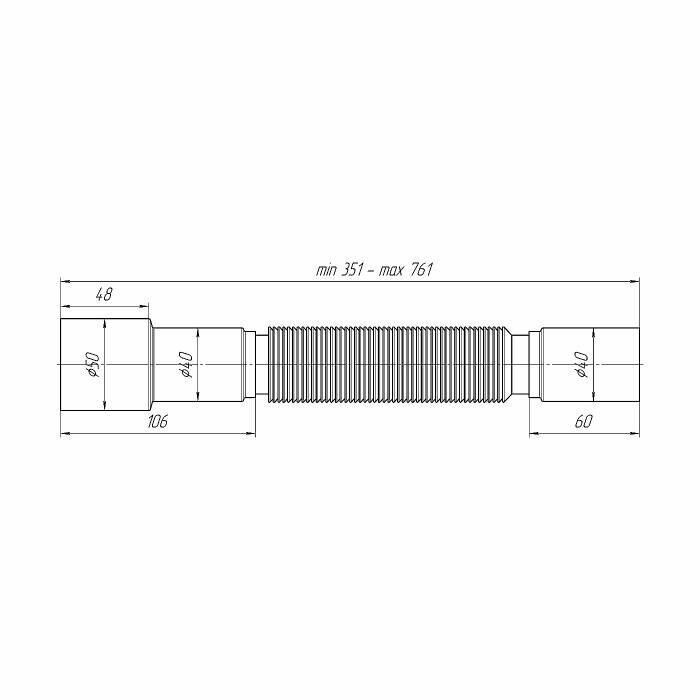 Гофра 40х40/50 L=365-800мм АНИ Пласт K406