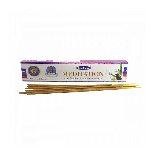 Satya MEDITATION PREMIUM Masala Incense (Благовония медитация премиум, Сатья), 15 г. благовония медитация сатья premium meditation satya 15 г