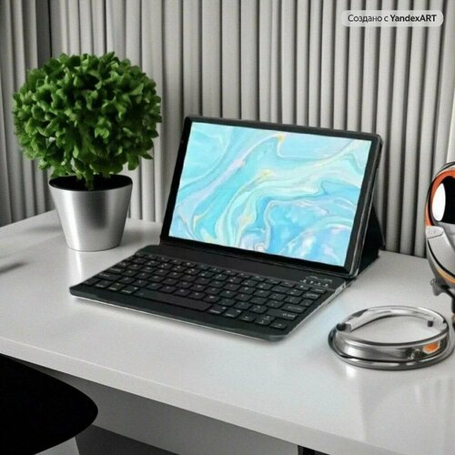 Мощный планшет для работы и развлечений X20 PRO с чехлом и клавиатурой/ Золотой №1