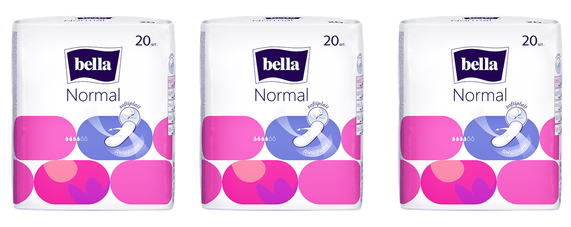 Гигиенические прокладки Bella Normal, без крылышек, 20 шт, 3 уп