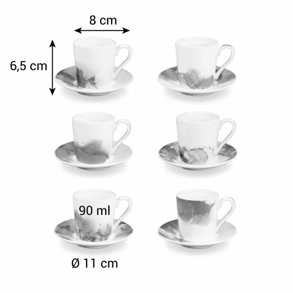 Набор кофейный myCOFFEE Ametyst, 6 кружек с блюдцами, фарфор — фото 1