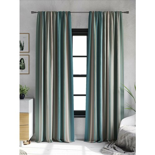 Комплекты штор AT HOME Вернитес высота 250 см, ширина 150 см, крепление - шторная лента, Бежевый