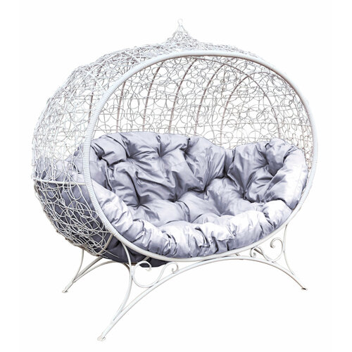 Диван M-group улей на ножках с ротангом белый серая подушка 37950₽