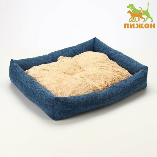 Лежанка для животных 605015 см рогожка синтепон искусс мех синяя 2389₽