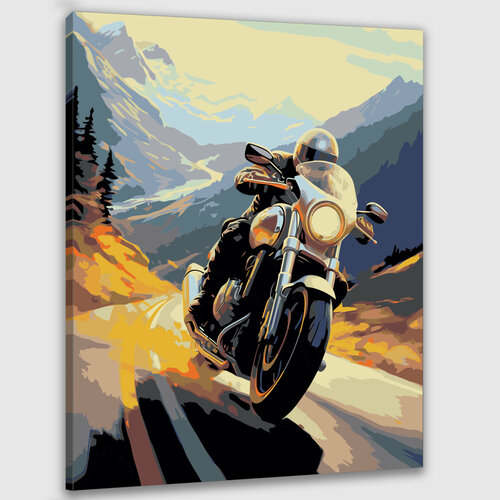 Картина по номерам 50х40 Свободный мотоциклист