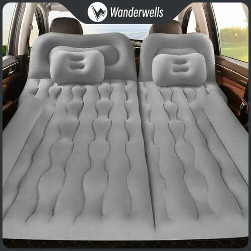 Надувной матрас в машину, Wanderwells, универсальный в багажник и на заднее сидение авто , серый