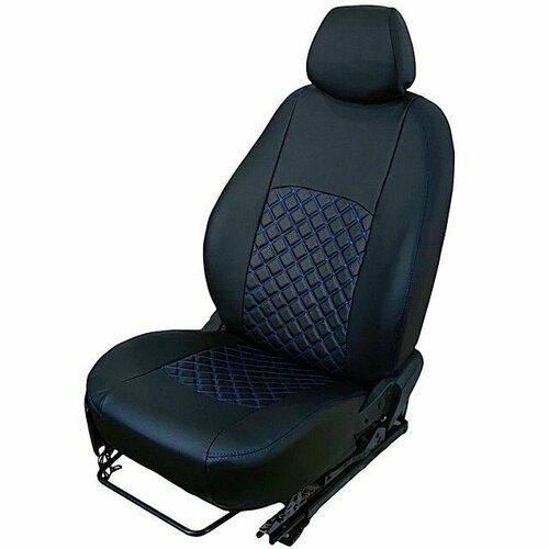 Комплект чехлов на весь салон для ВАЗ - 2107 экокожа ромб цвет черныйсиний 4989₽