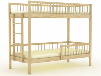 Двухъярусная кровать "Берёзка 10.1Л" без покрытия, 80x190 см, ORTMEX