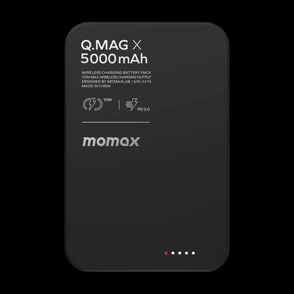 Повербанк Momax Q.MAG X metal magnetic wireless charging power bank 50000 mAh - Black