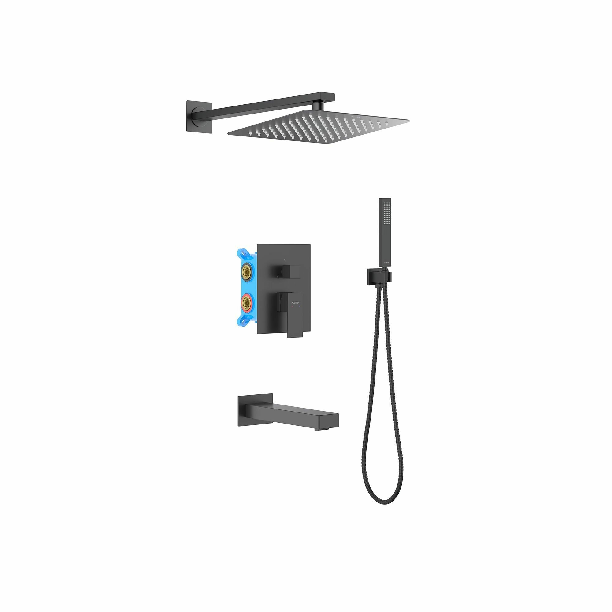 Душевой комплект однорычажный AQUATEK, матовый черный AQ1673MB либра, Черный матовый