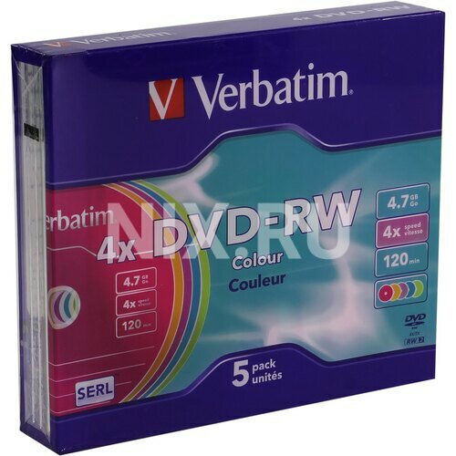 Диск DVD-RW Verbatim 43563 Colour