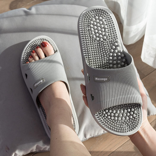 Акупунктурные массажные тапочки с шипами Травка серые размер 42-43 1200₽