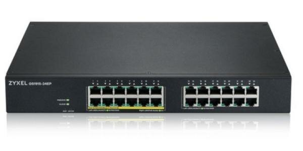 Гибридный Smart L2 коммутатор PoE+ Zyxel NebulaFlex GS1915-24EP, rack 19, 24xGE (12xPoE+), бюджет PoE 130 Вт, автономное/облачное управление