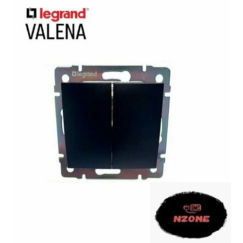фото Двухклавишный выключатель legrand valena black 770305 черный 3 шт франция